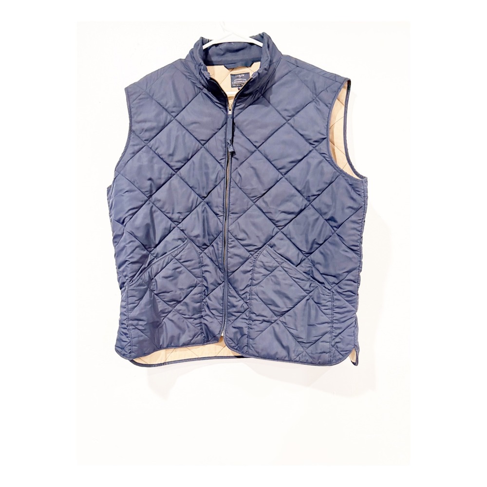 J.Crew Excursion Quilted Vest Navy Blue Full Zip Sleeveless Jacket XL